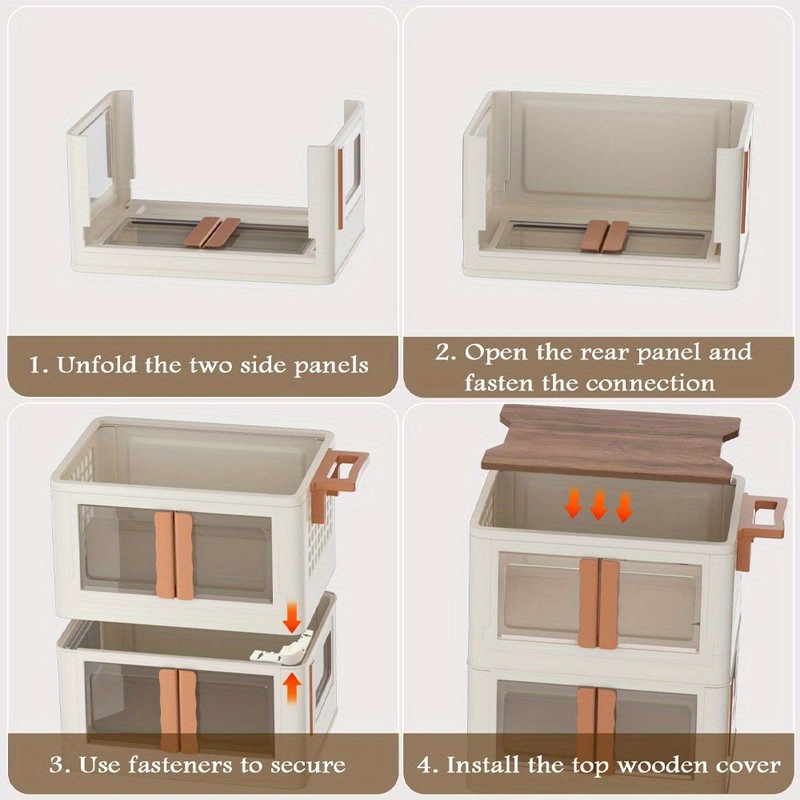 Stackable Storage Bins with Lids - Folding Storage Box with Doors and Wheel gallery