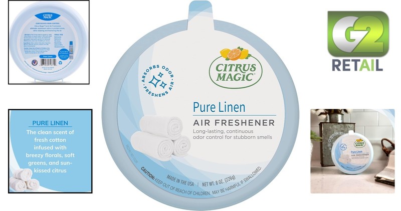 Citrus Magic Odor Absorbing Solid Air Freshener - Pure Linen, 8oz, 4 Weeks Fresh gallery