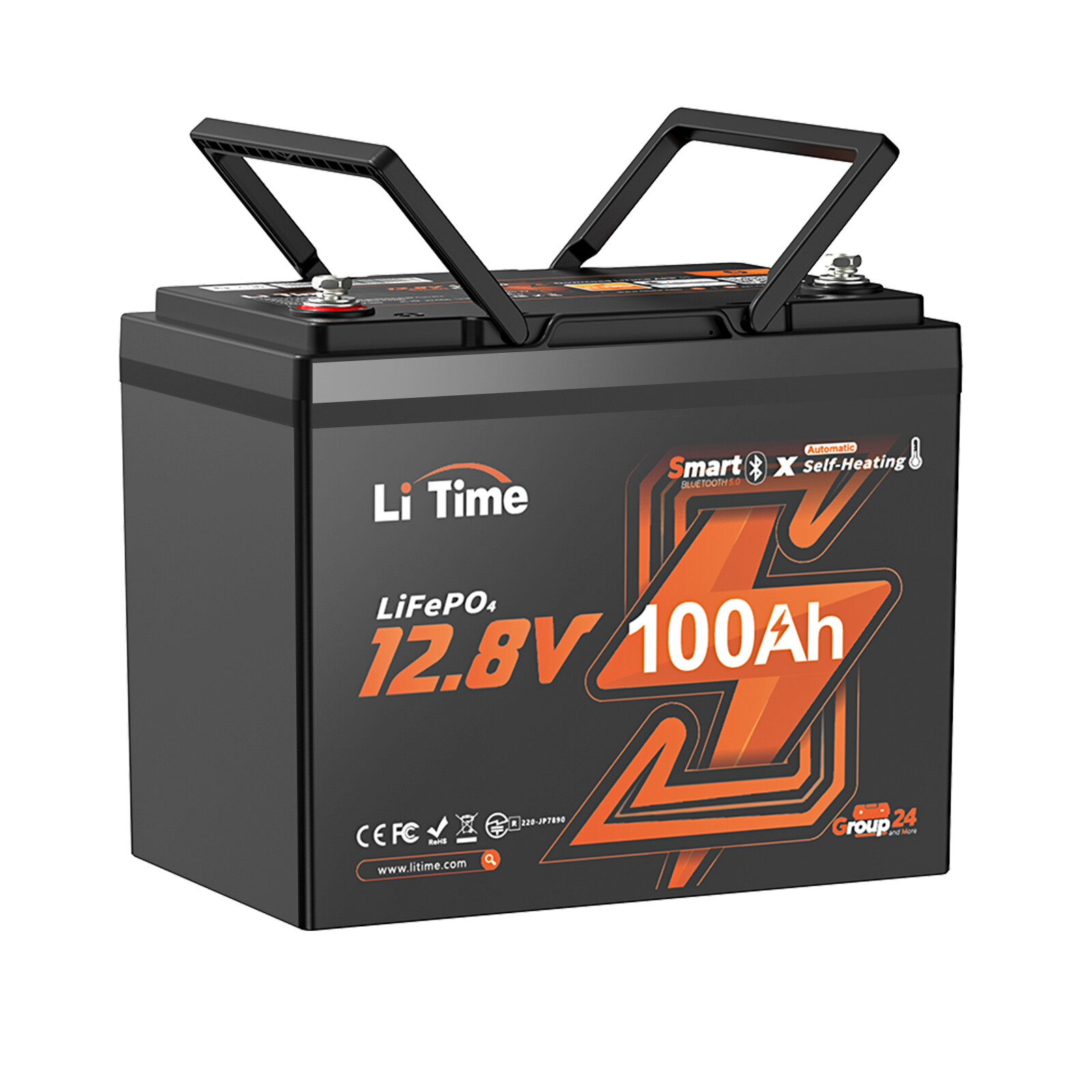 LiTime 12V 100Ah Group 24 Bluetooth Self-Heating LiFePO4 Battery For RV Off-grid gallery