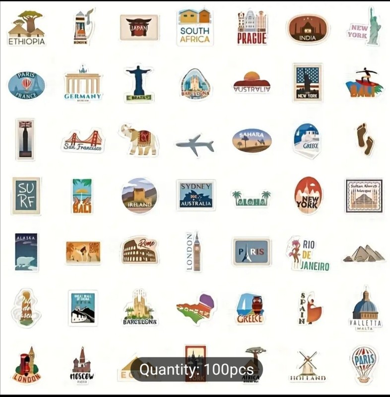 20 PCS Famous Countries Cities Landmarks Locations Travel Stickers BRAND NEW gallery