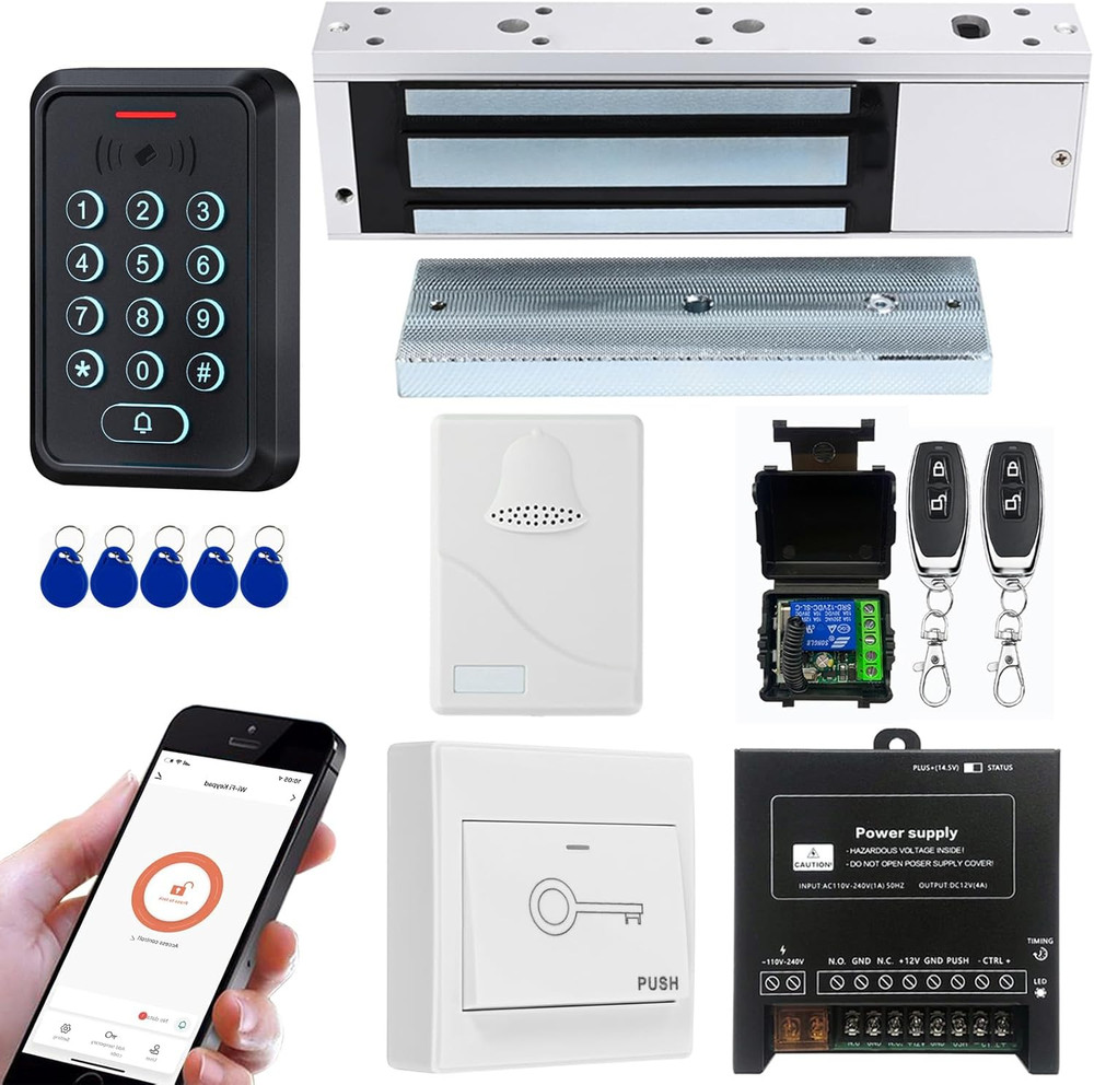 Smart Door Access Control System with 500KG 1200Lbs Magnetic Lock, Wifi & Tuya A
