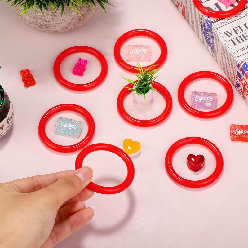 60 Pack Plastic Ring Toss Rings 2.1 Inch for Carnival Party Games, Red gallery