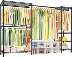 Adjustable E10 Clothes Rack with Hanger Rod – Portable Freestanding Organizer
