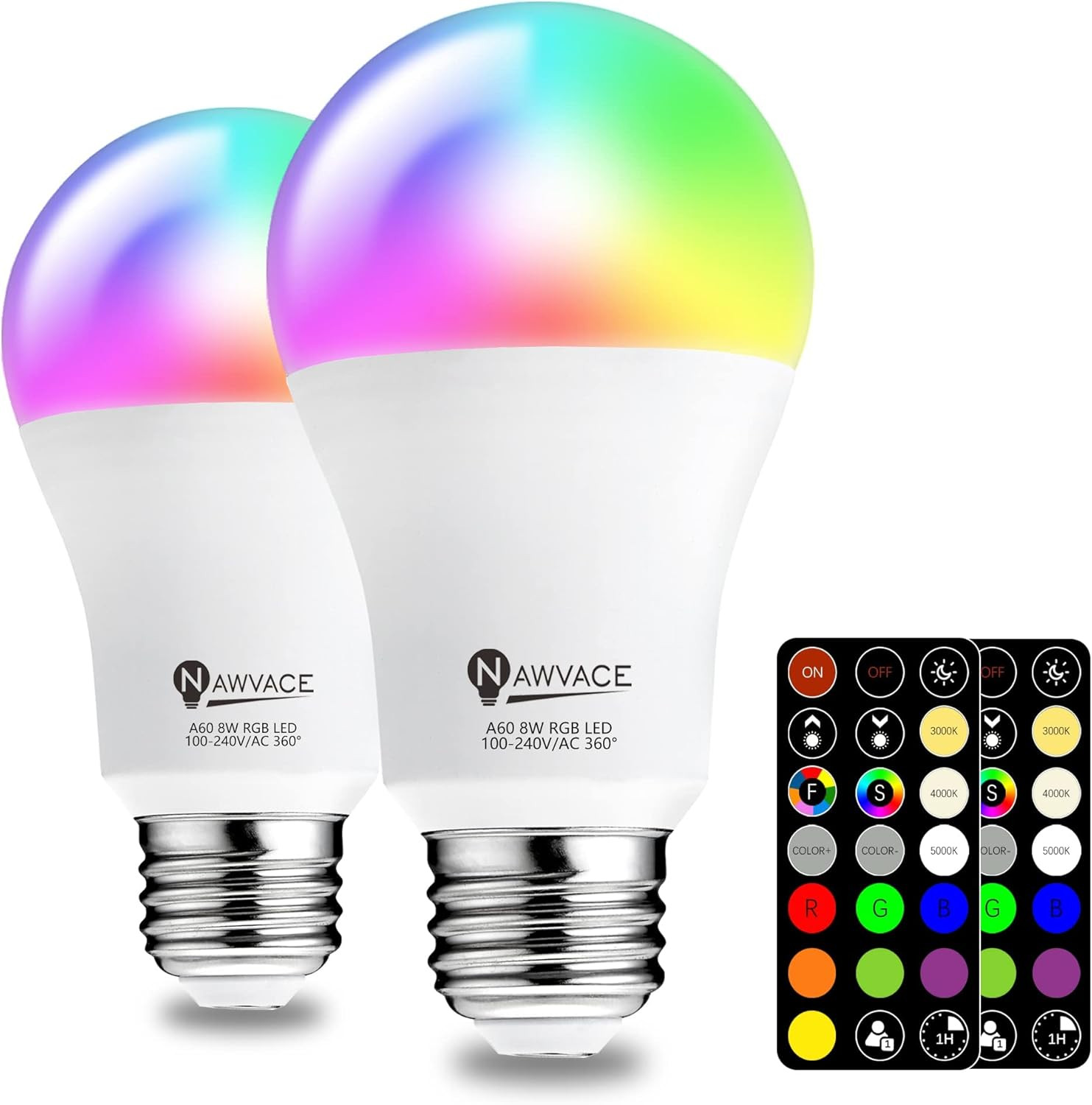 LED Color Changing Light Bulb with Remote Control, 60W Equivalent RGB Bulbs, 8W gallery