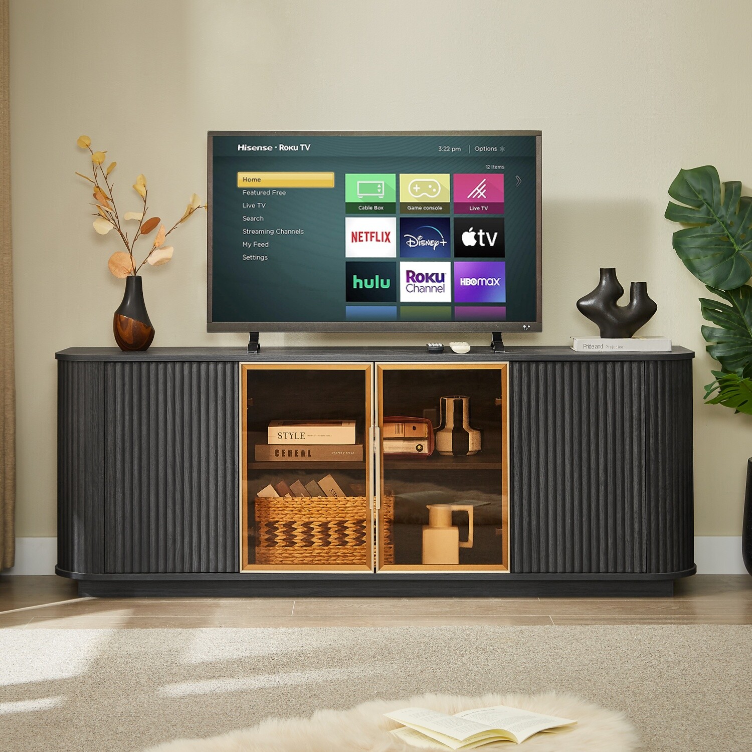 LED TV Stand Cabinet Entertainment Center TV Media Console for TVs up to 75in gallery