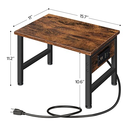 Printer Stand for Desk, Desktop Printer Stand with Rustic Brown + Black gallery