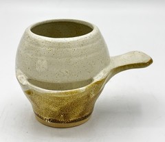 Handcrafted Studio Pottery Egg Separator Kitchen Tool Ash Glaze Signed