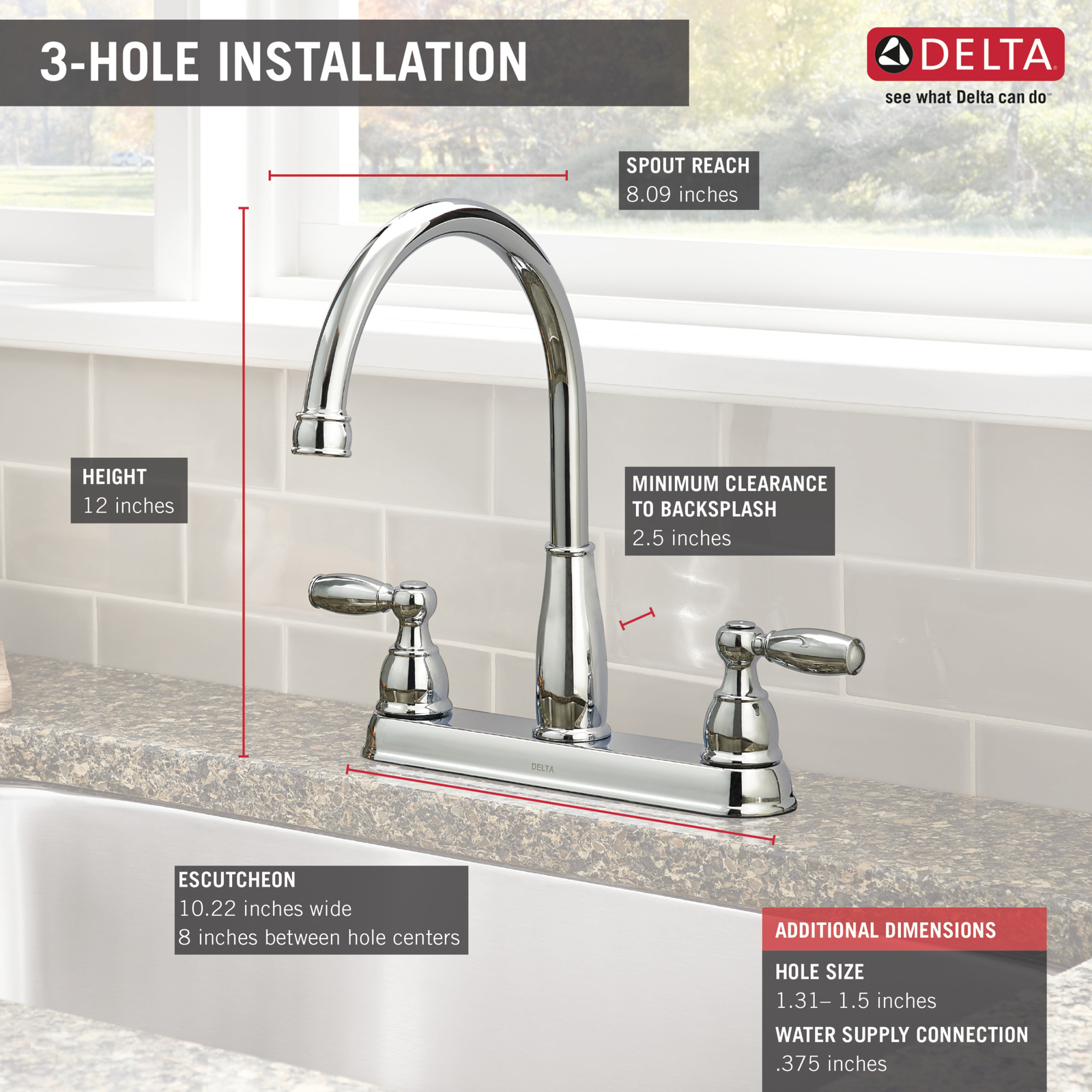 Delta Foundations 2-Handle Kitchen Faucet Chrome-Certified Refurbished gallery