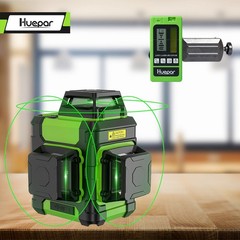Huepar 3D Laser Level 360 Self Leveling Green & Hard Carry Case HM03CG+Receiver