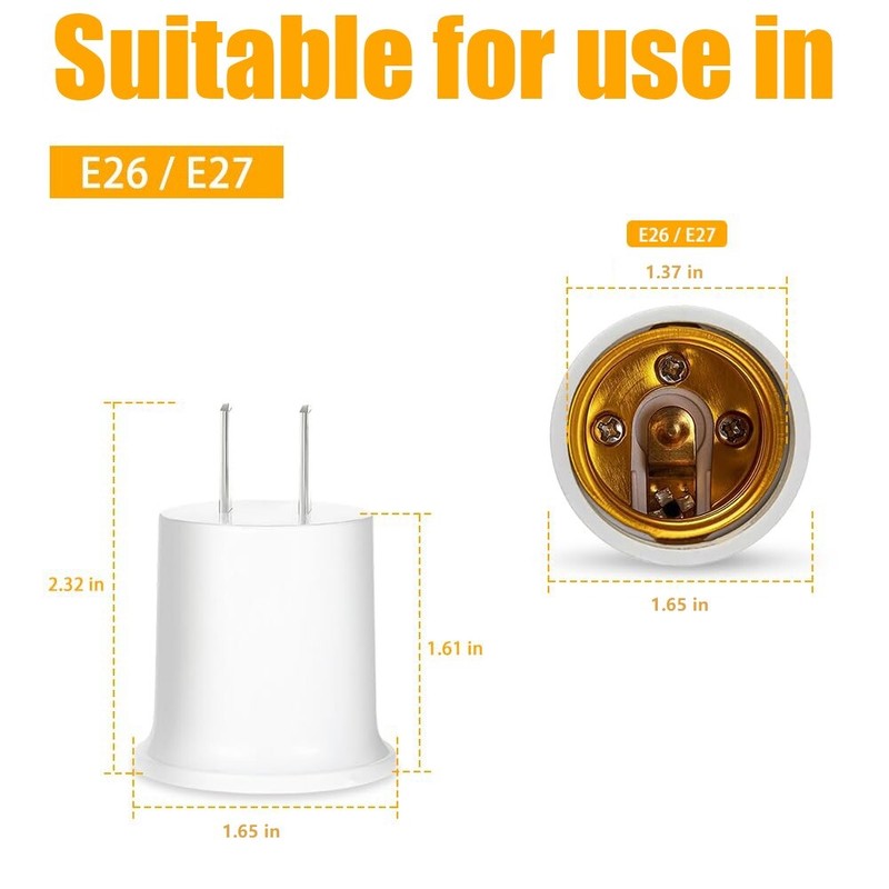 4Pcs Light Socket to Plug Adapter Bulb Outlet Adapter Plug-in Light E26 E27 gallery