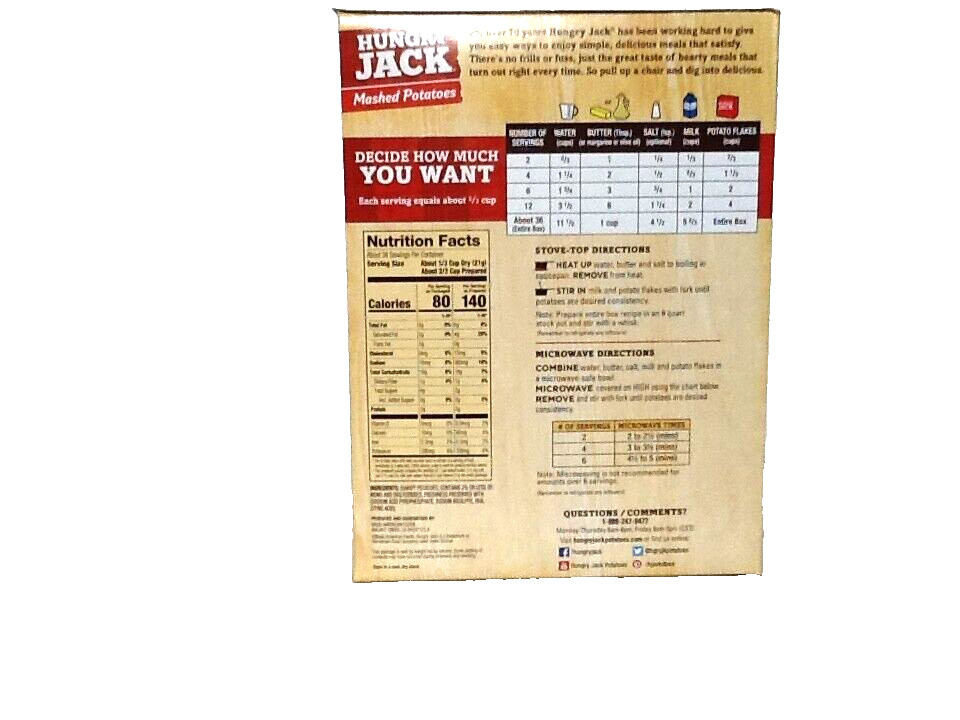 Lot of 3 Pack Hungry Jack Instant Mashed Potatoes 26.7 oz each-Expires 07/2027 gallery