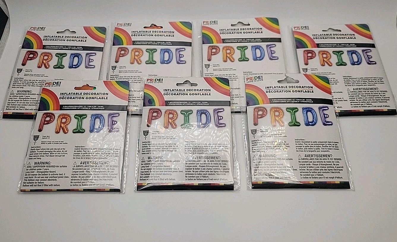 7 Total Packs! PRIDE LGBTQ+ BALLOON DECORATION, "PRIDE" ARCH BANNER 13 IN gallery