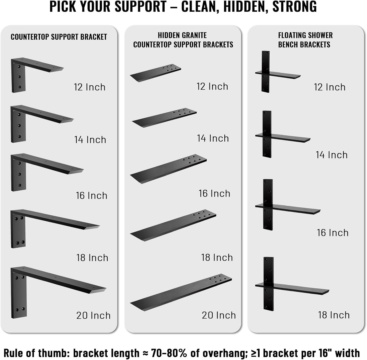 Countertop Support Bracket 16 Inch 4 Pack (3/8" Thick),Premium Heavy Duty Granit gallery