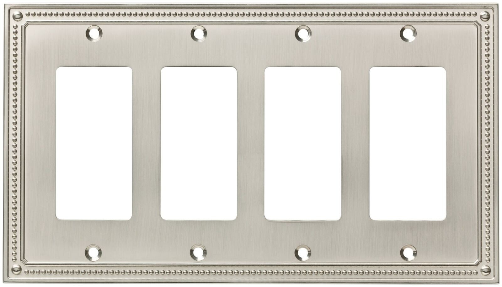 Quad Decorator Wall Plate GFCI Quad Rocker Gang Beaded Nickel gallery