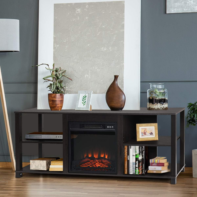 Stylish 2-Tier TV Stand with Adjustable Shelves for 18" Electric Fireplace gallery