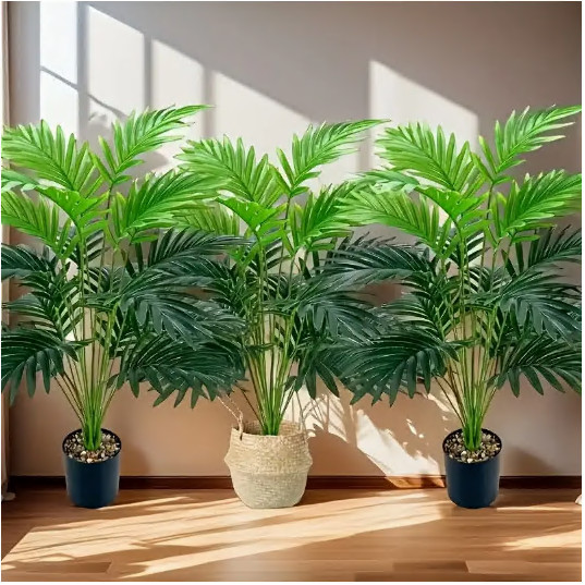 3xpcs Artificial Palm Tree Set - High Simulation Saddle Leaf Tropical Decor gallery