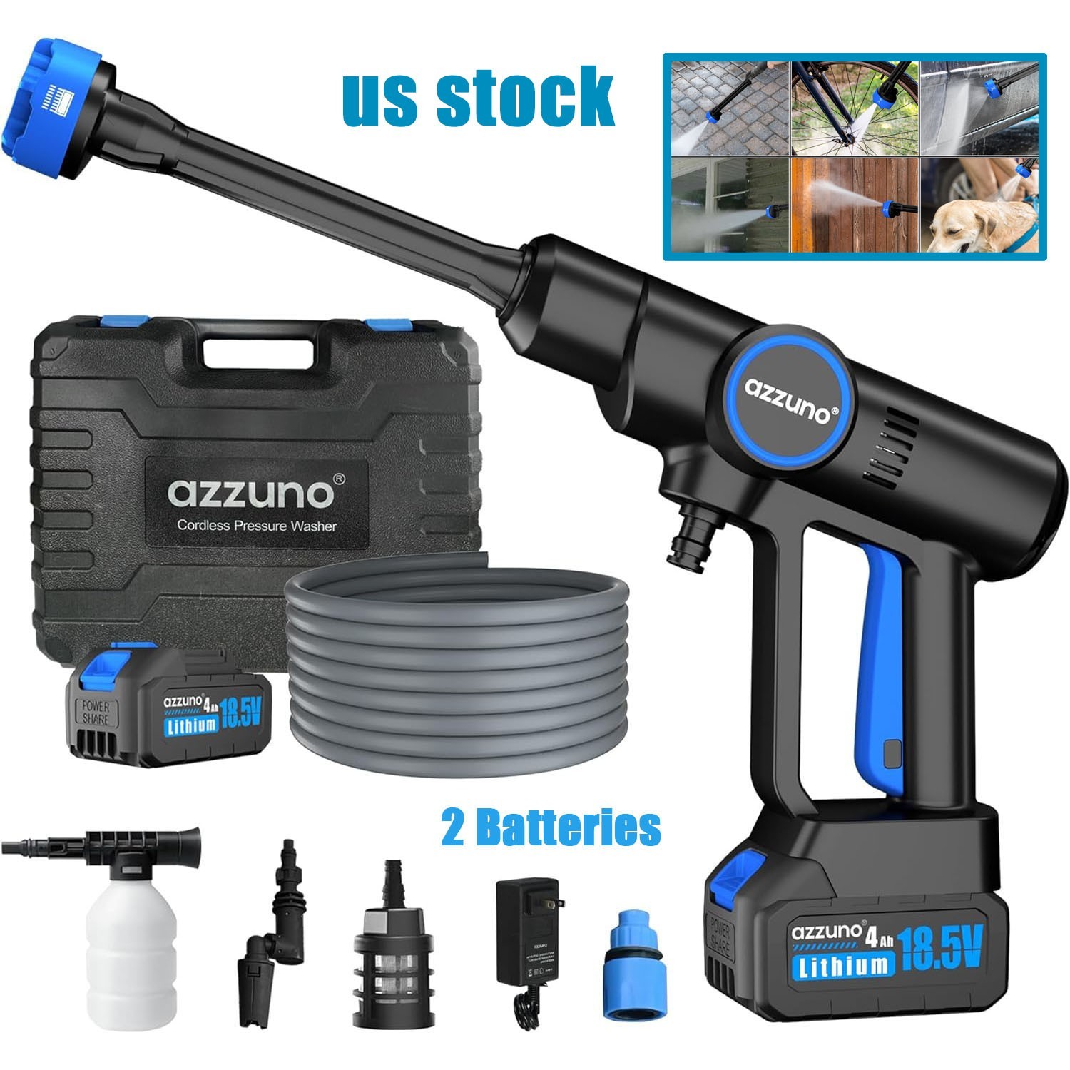 6 in 1 Cordless Power Washer Portable Pressure Washer Car Washer Gun 2 Batteries gallery