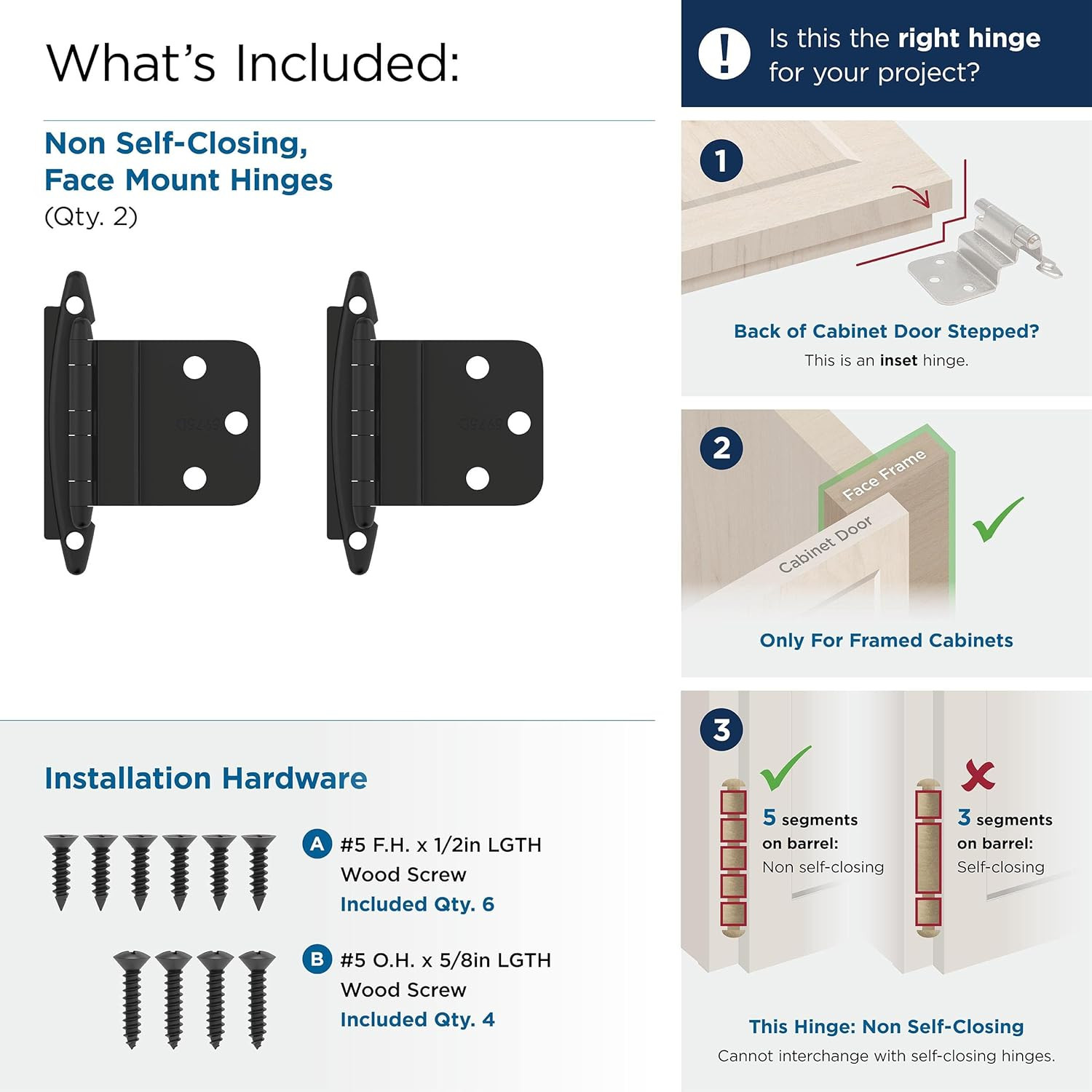 BPR3417FB | Cabinet Hinge | 3/8 in (10 Mm) Inset Non-Self Closing Face Mount | M gallery