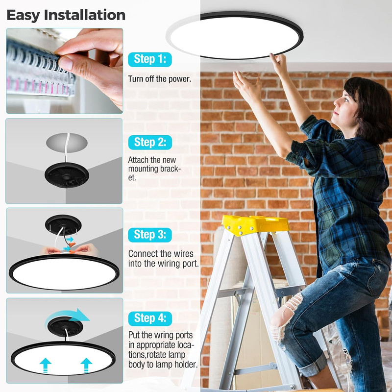 20 Inch LED Ceiling Light, 5000LM 50W Large & Bright Flush Mount Lighting Fixtur gallery