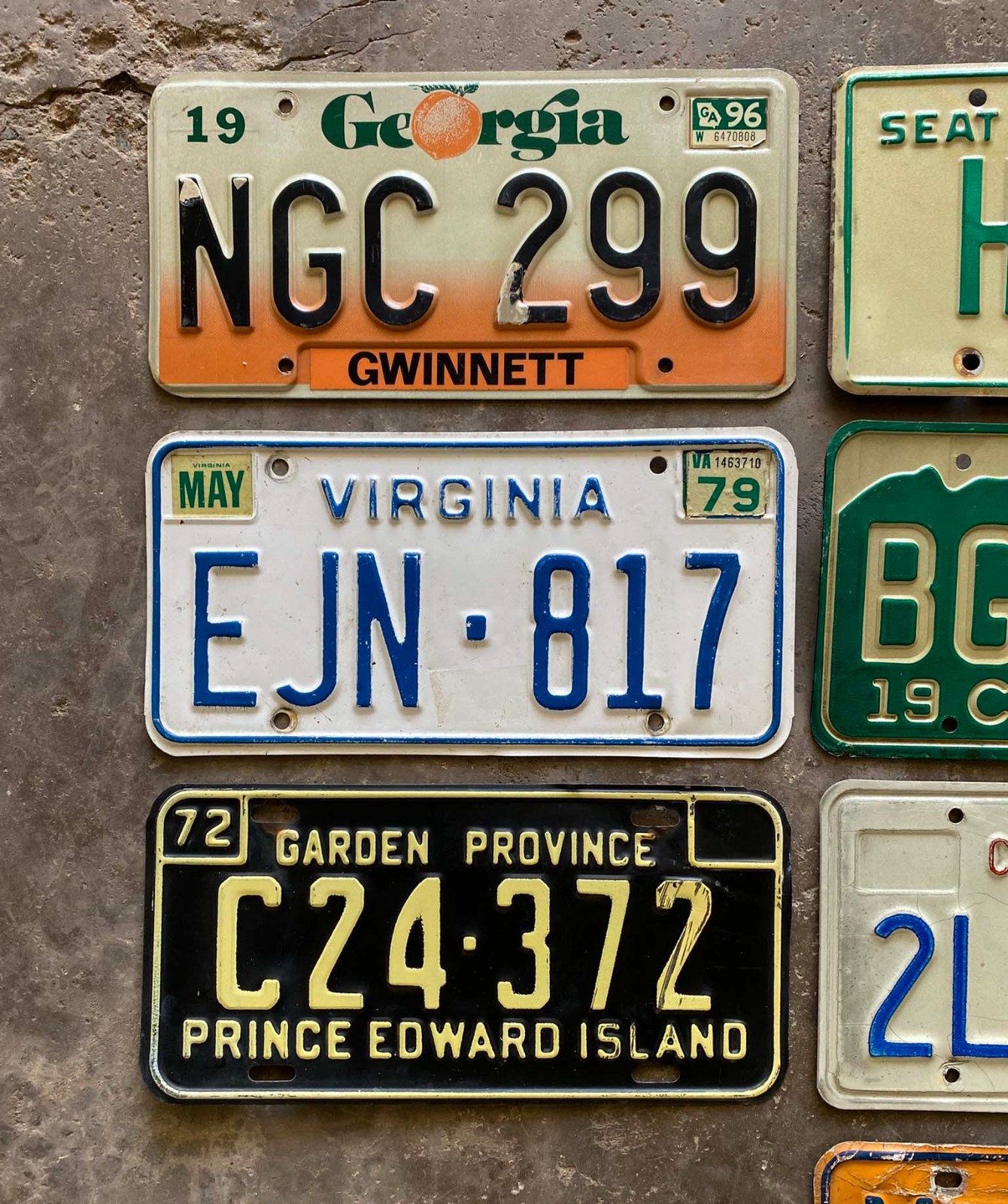 Vintage Craft Mixed State Canada Decorator Flea Market License Plate Lot of 10 gallery