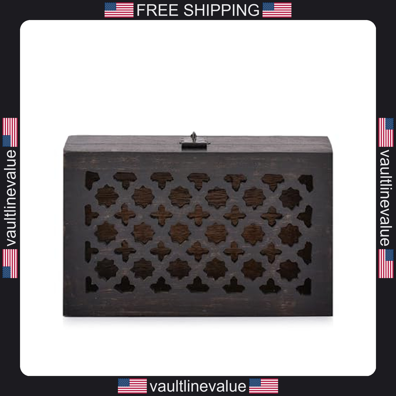Mango Wood Decorative Box 8x5x3 Inch Hinged Lid for Keepsakes Jewelry Trinkets gallery