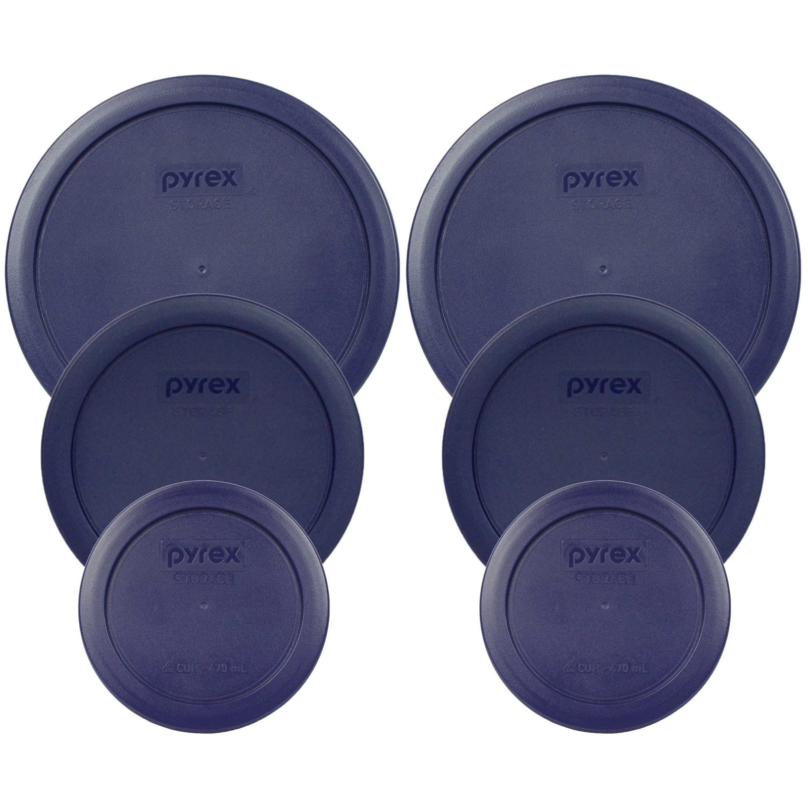 Pyrex (2) 7200-PC (2) 7201-PC (2) 7402-PC Blue Plastic Storage Replacement Lids gallery