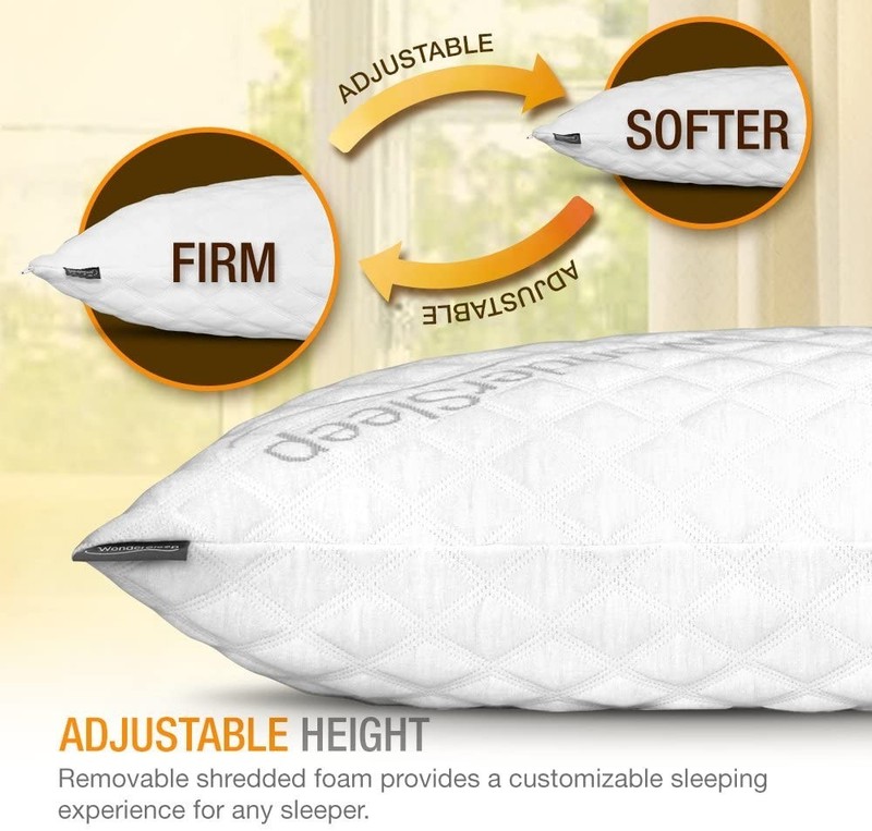 WonderSleep 2 Pack Memory Foam Bed Pillows for Home - Standard size gallery