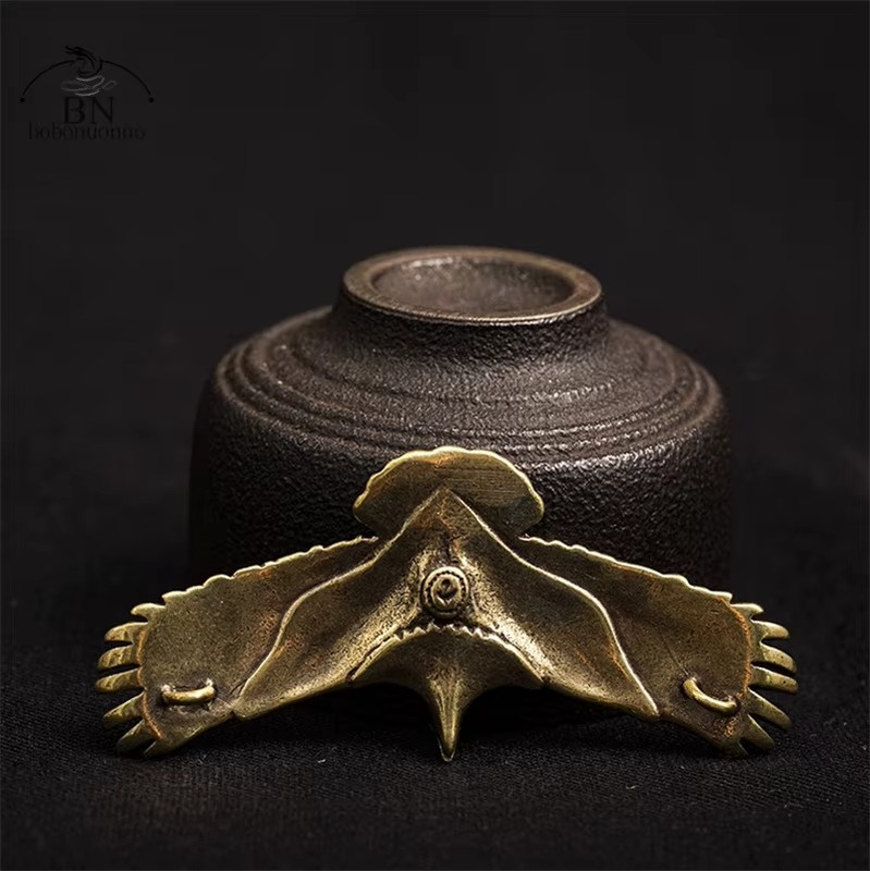 Brass Eagle Button Animal Statue Small Sculpture Tabletop Figurine Decor Gifts gallery