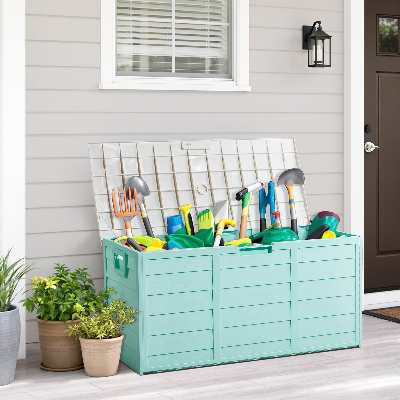 Portable Storage Box 75GAL Outdoor Tool Case Cushion Organizer Garden w/ Wheel gallery