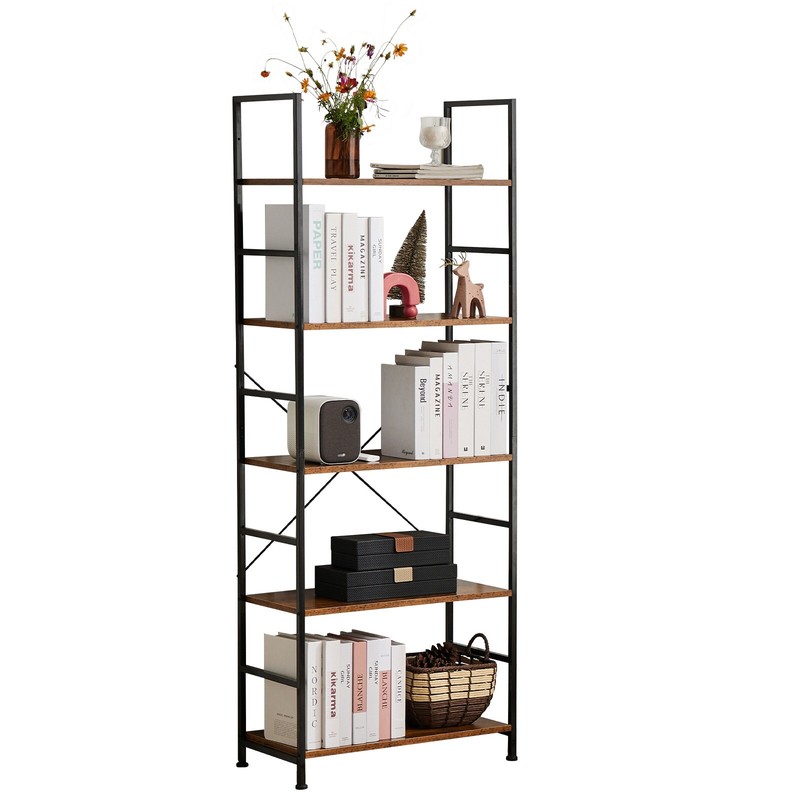 5 Tier Bookcase Bookshelf Storage Shelves for Living Room/Home/Office/Kitchen gallery
