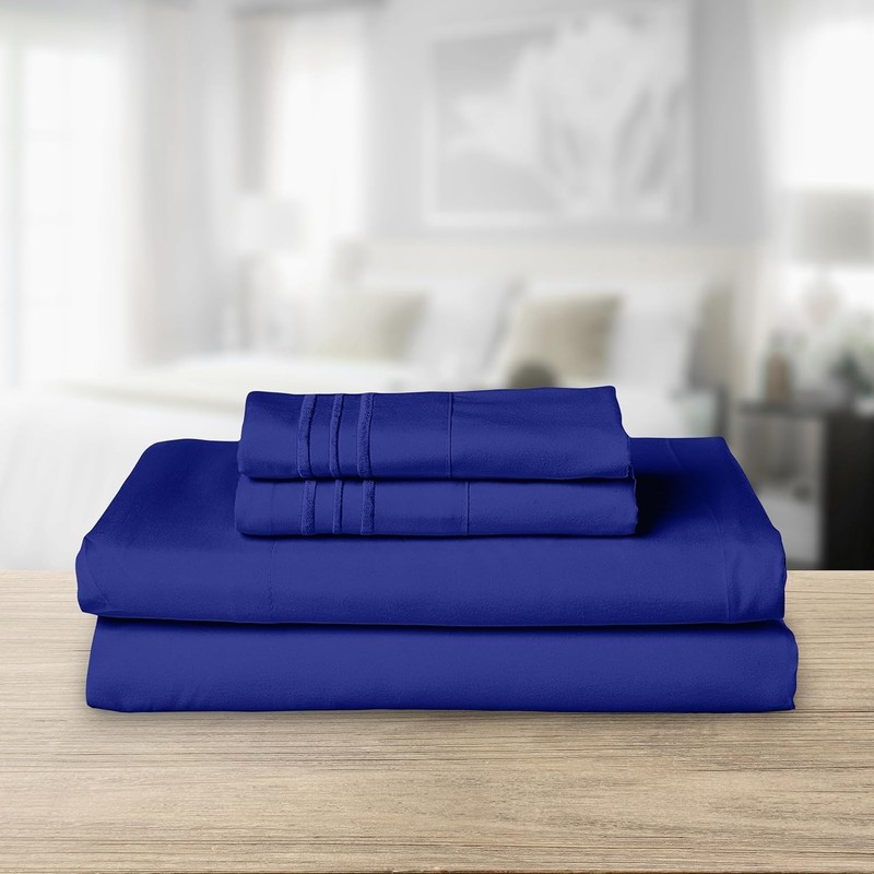 Softest 4-Piece Hotel Quality Microfiber Bed Sheet Set in Royal Blue - Queen gallery