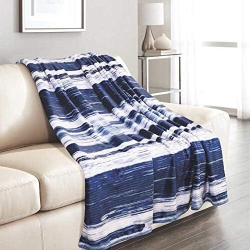 Life Comfort Abstract Plush Lightweight Throw(60 in X 70in), Blue. gallery