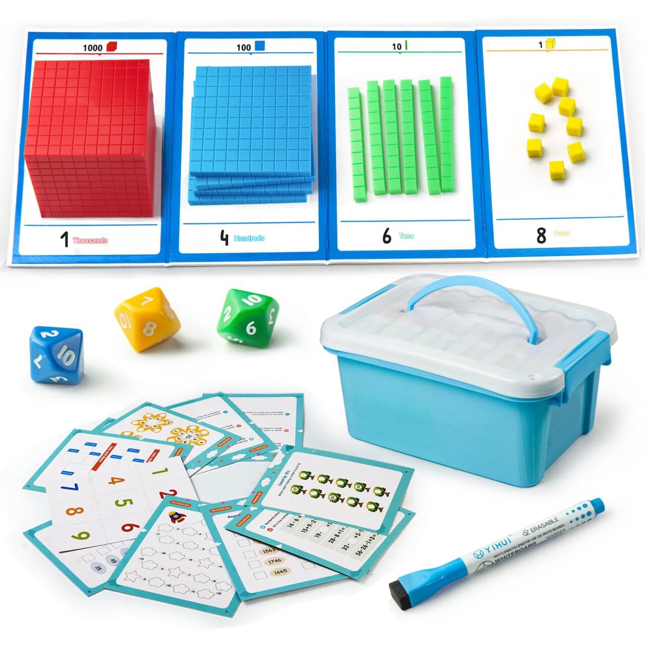 Base Ten Blocks Plastic 147 pcs Place Value Blocks with 3 dice Base 10Blocks ... gallery