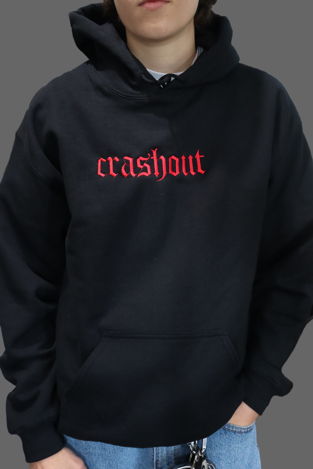 Embroidered Black Only 'crashout' Hoodie or Crew Neck, Long Sleeve, Classic fit, gallery