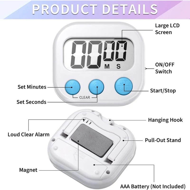 Home Kitchen Digital Timer LCD Extra Loud Alarm Sound for Cooking and Learning gallery