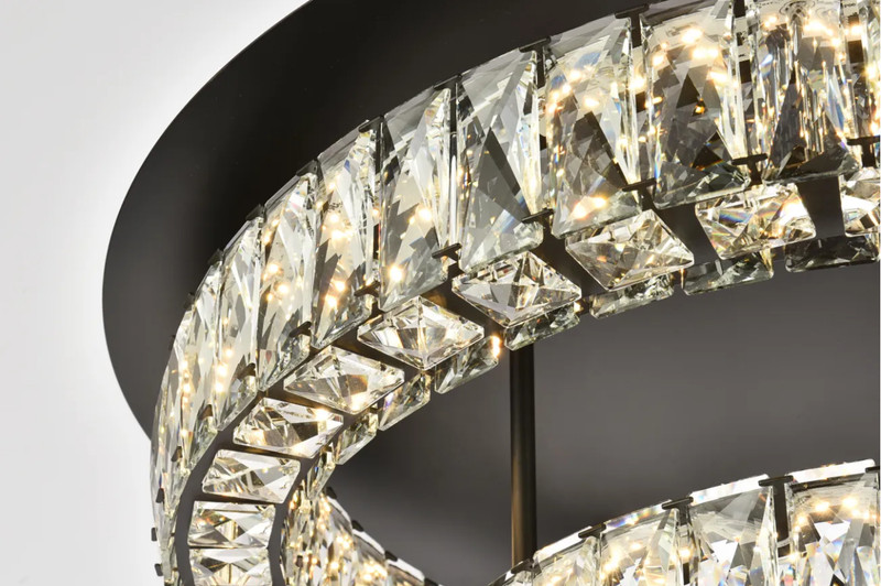 Chandelier Crystal Flush Mount LED Light Fixture Black Hallway Foyer Dining Room gallery