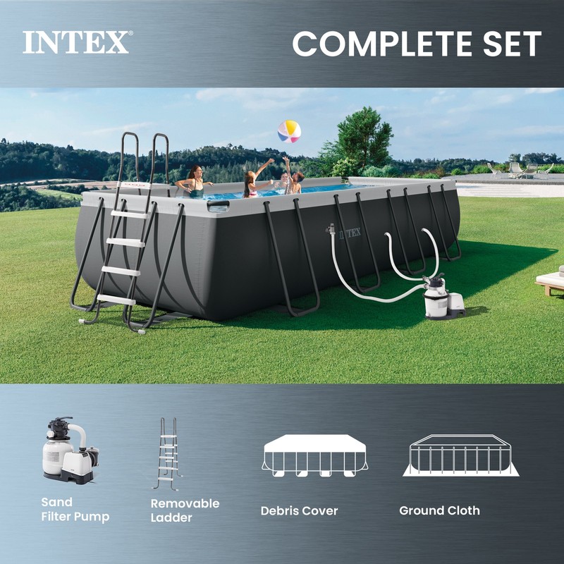 Intex 18Ft x 52In Ultra XTR Rectangular Frame Swimming Pool Kit w/Pump & Canopy gallery