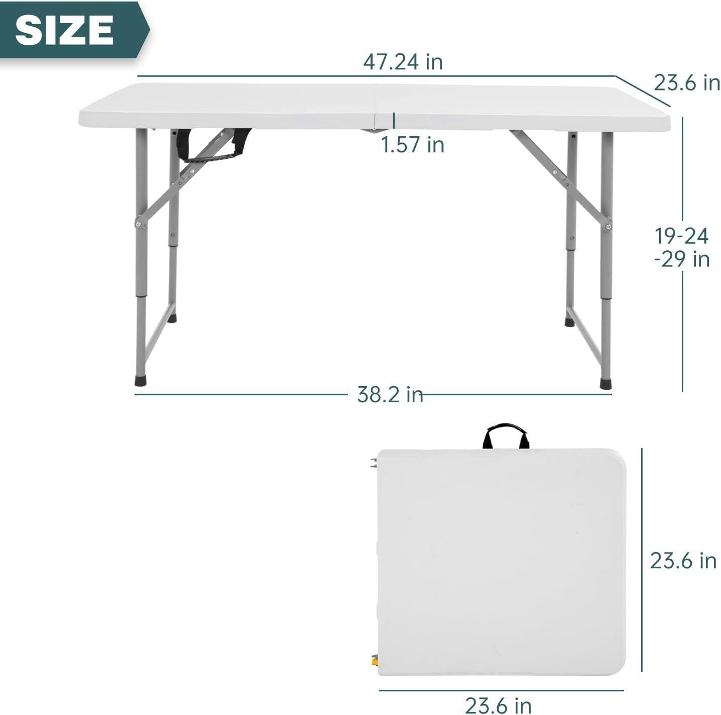 FDW 4 Foot Folding Outdoor Dining Table Portable Rectangular 330lb gallery