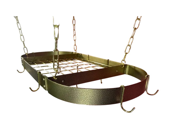 Rogar Gourmet Oval Pot Rack Hammered Bronze / Brass gallery