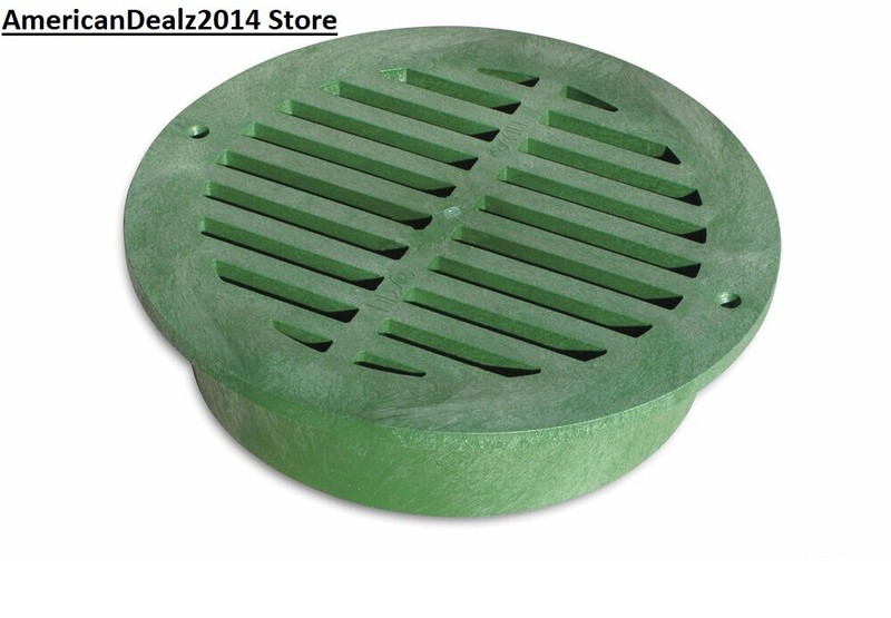 12" Green/Black/Gray Round Plastic Channel Grate Catch Basin Garden Drainage gallery
