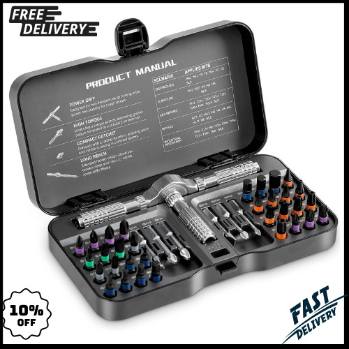 40 In 1 Ratcheting Screwdriver Set Multi Bit S2 Steel Bits Detachable Ratchet gallery