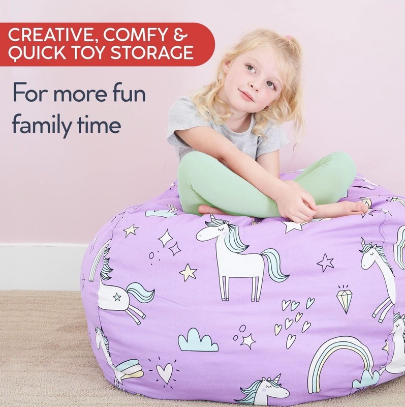 Stuff ’n Sit Large 33’’ Purple Unicorn Bean Bag Storage Cover for Stuffed Toys gallery