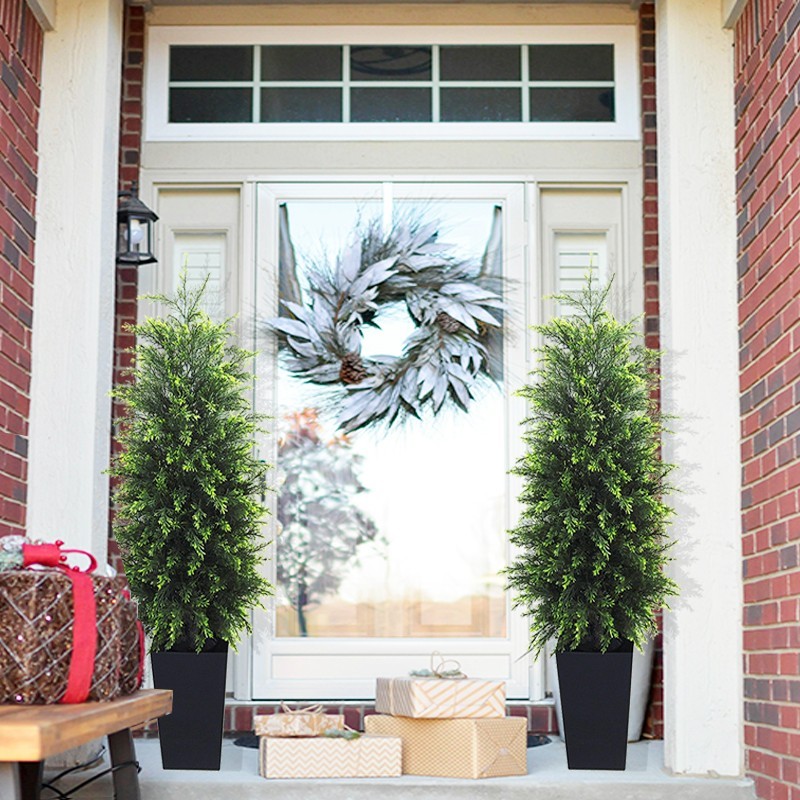 4FT Artificial Pine Cedar with Black Pot gallery
