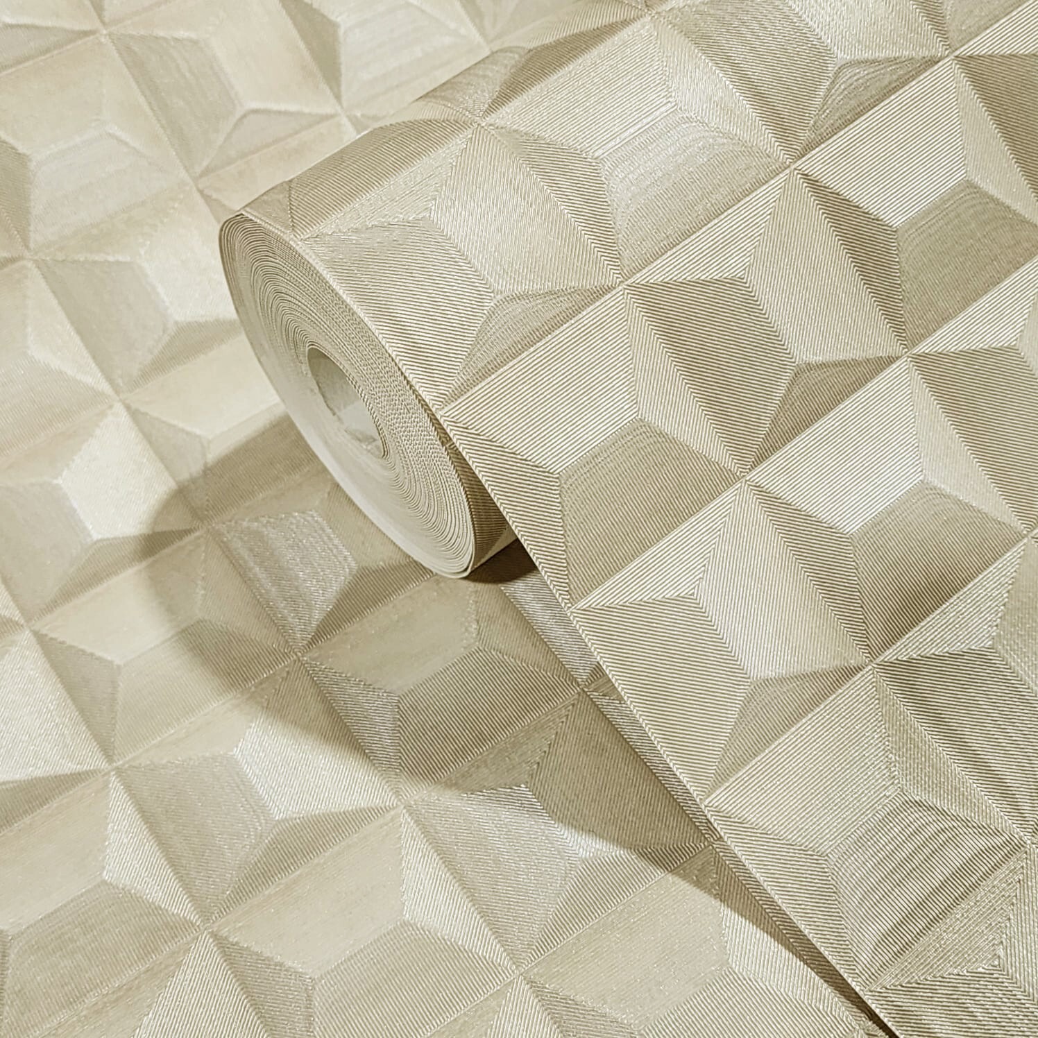 Yellow gold metallic illusion dimensional square textured geometric Wallpaper 3D gallery