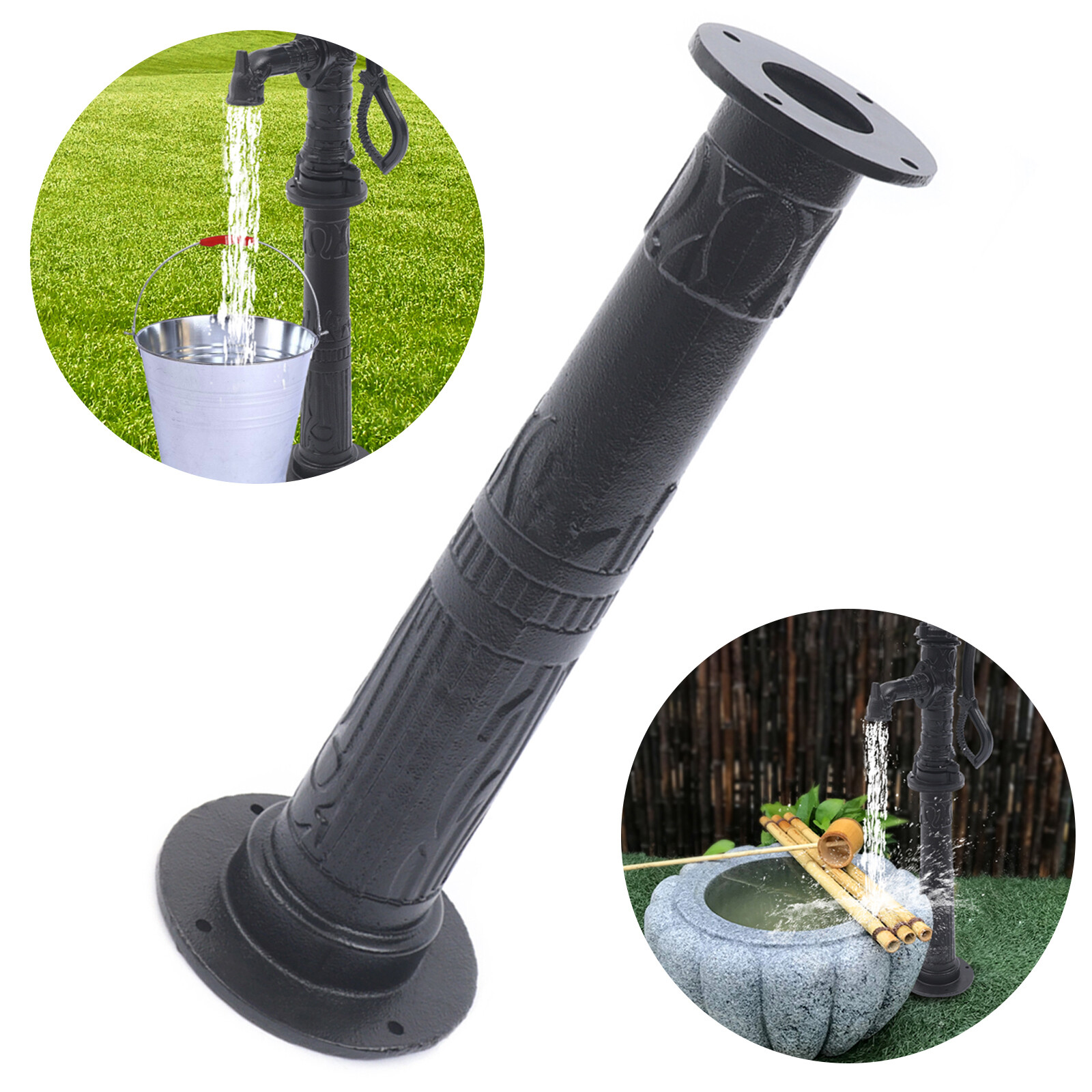 22cm*65cm Pitcher Pump Base Black Cast Iron Hand Pump Stand For Yard Garden gallery