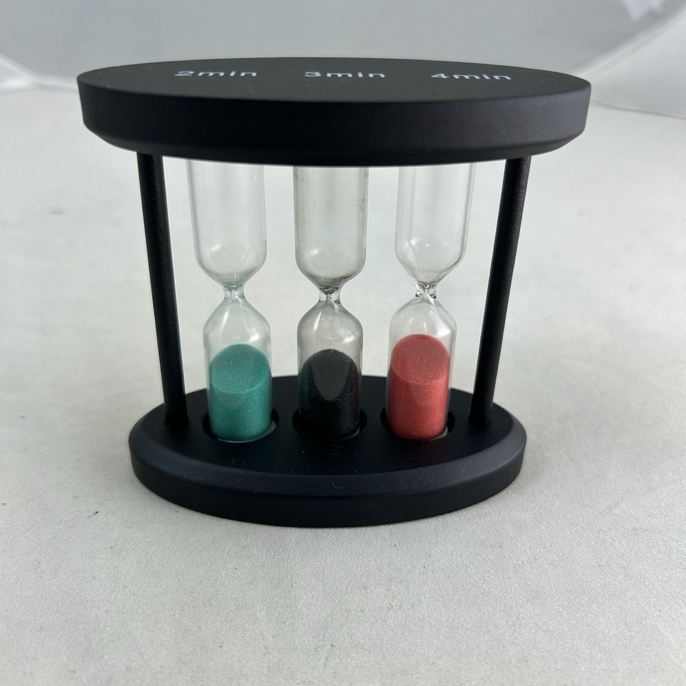 3 in 1 Multi-Timer Hourglass Sand Timer 2, 3, & 4 Minutes Games Clock Glass