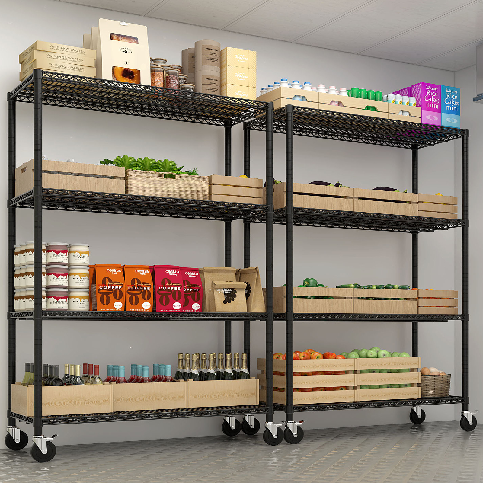 75"H Wire Rolling Shelving Unit on Wheels Adjustable Storage Rolling Wire Rack gallery