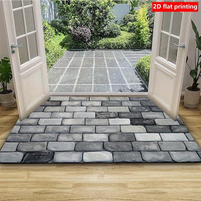 Stone Pattern Non Slip Welcome Door Mat 2D Flat Printed Modern Indoors Mat❀ gallery