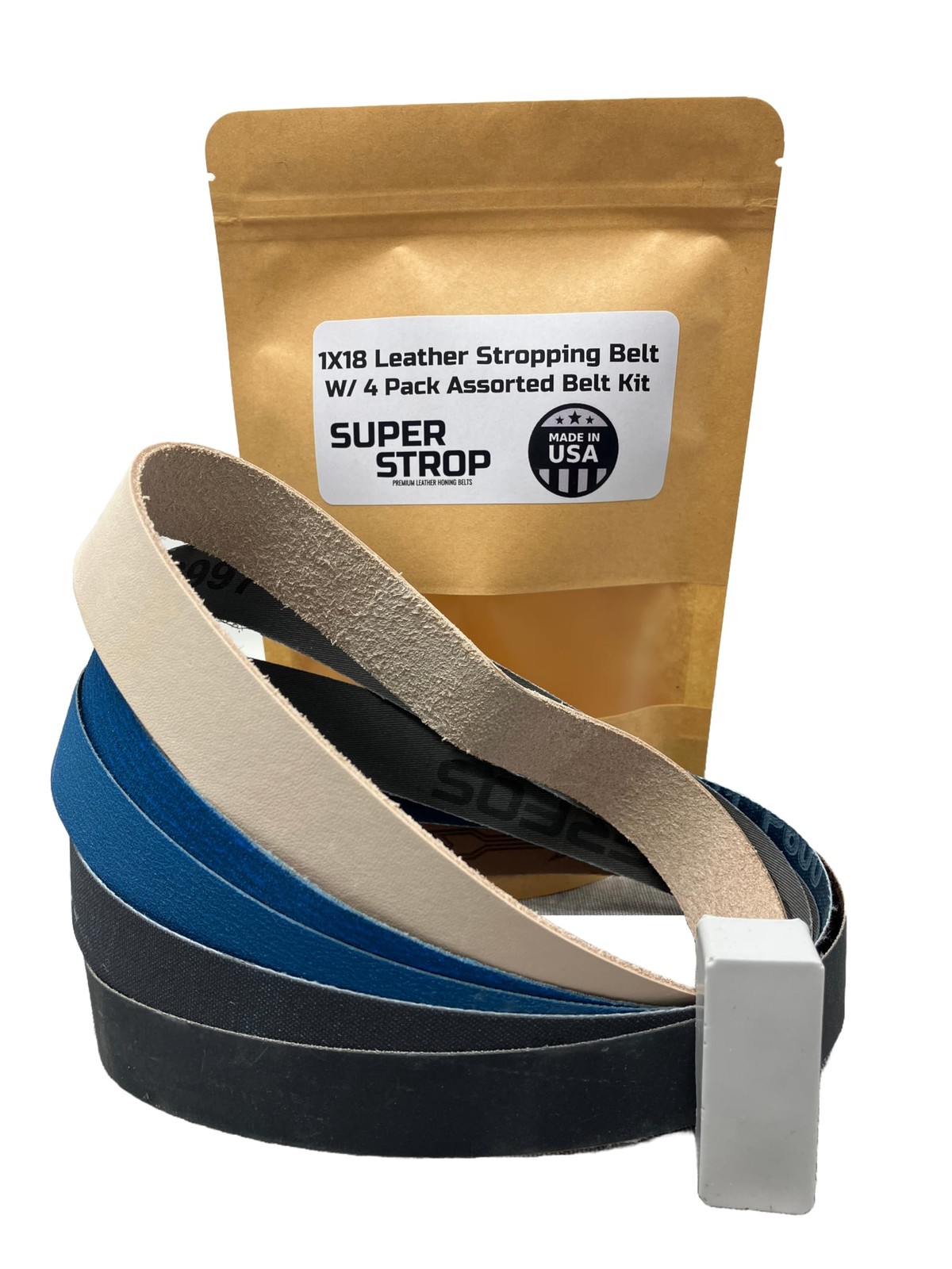 1 X 18 inch Assorted Sharpening Belt Kit with Leather Honing Strop Belt gallery