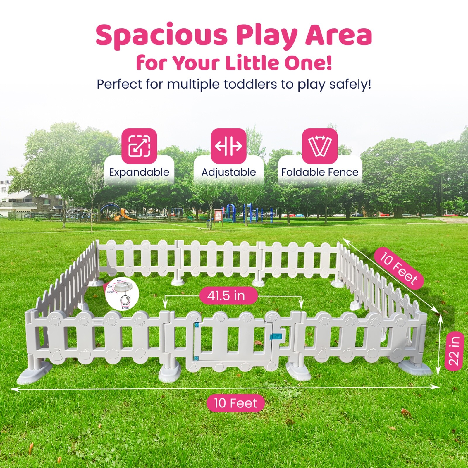 Area 10ft x 10ft Playpen for Kids (Pack of 11 fences and one gate) (White) gallery
